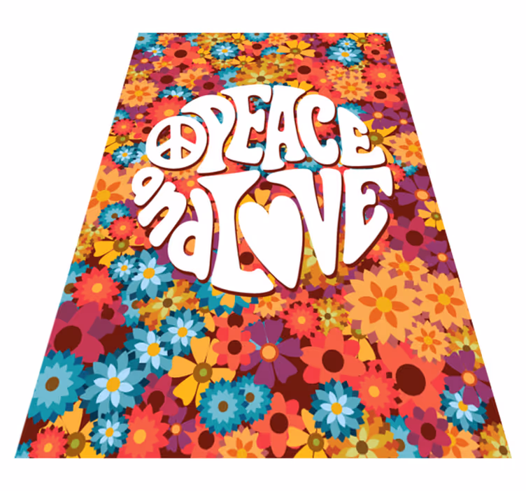 Tappeto vinile fiori pace e amore - TenStickers