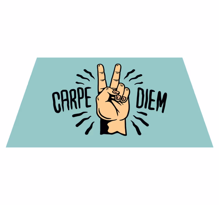 Tappeto vinile frase carpe diem illustrazione mano pace - TenStickers