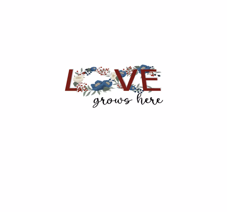 Tappeto vinile frase l'amore cresce qui - TenStickers