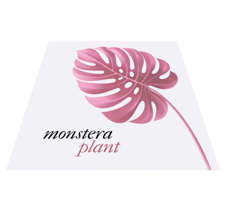 Tappeto vinile frase stile monstera minimalista rosa - TenStickers