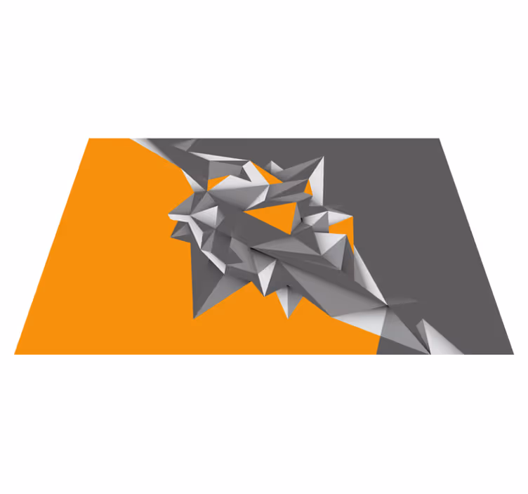 Tappeto vinile geometrico forme astratte grigie e arancioni - TenStickers