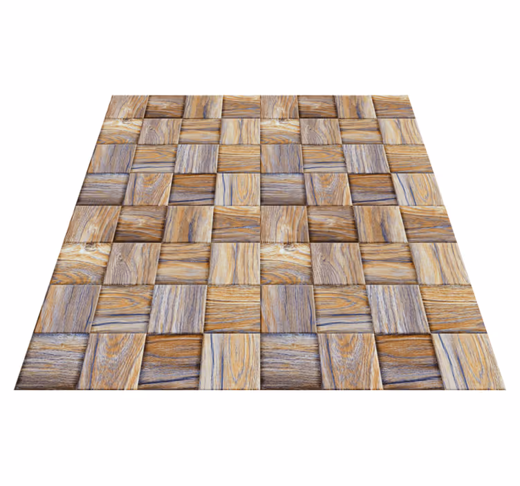 Tappeto vinile geometrico mosaico effetto legno anni 80 - TenStickers