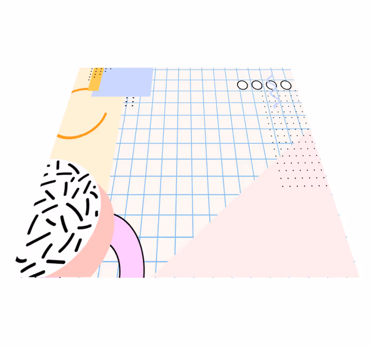 Tappeto vinile geometrico quadrati astratti anni 80 - TenStickers