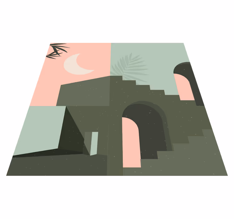 Tappeto vinile geometrico forme artistiche rosa e turchese - TenStickers