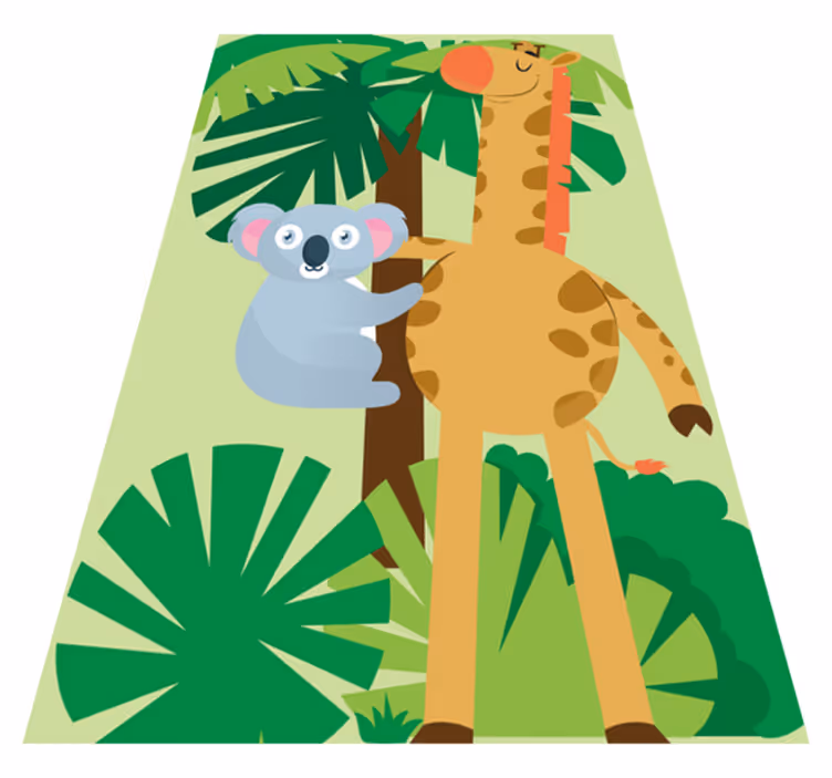 Tappeto vinile per bambini koala che abbraccia una giraffa - TenStickers