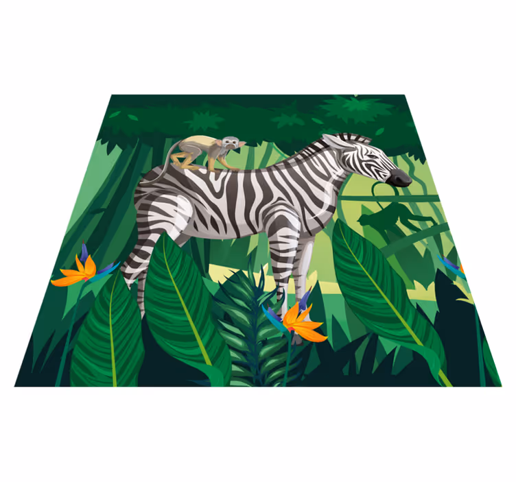 Tappeto vinile per bambini giraffe zebra e scimmia 4 - TenStickers