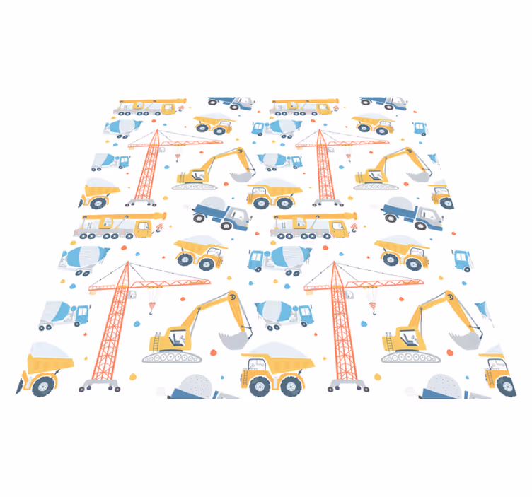 Tappeto vinile per bambini veicoli edili pastello - TenStickers