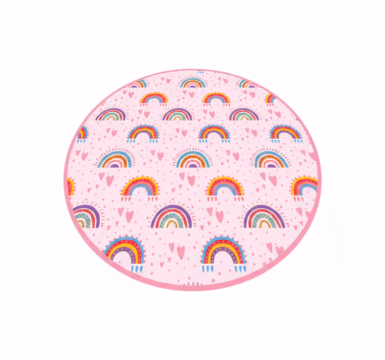 Tappeto vinile per bambini pois rosa e arcobaleni colorati - TenStickers