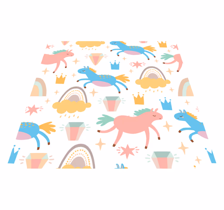 Tappeto vinile per bambini con unicorni e arcobaleni - TenStickers