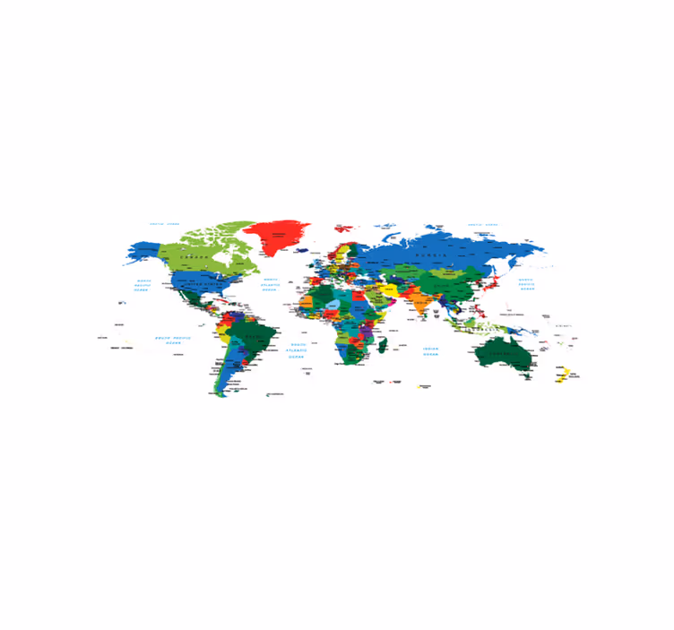 Tappeto vinile mappamondo cartografia politica - TenStickers