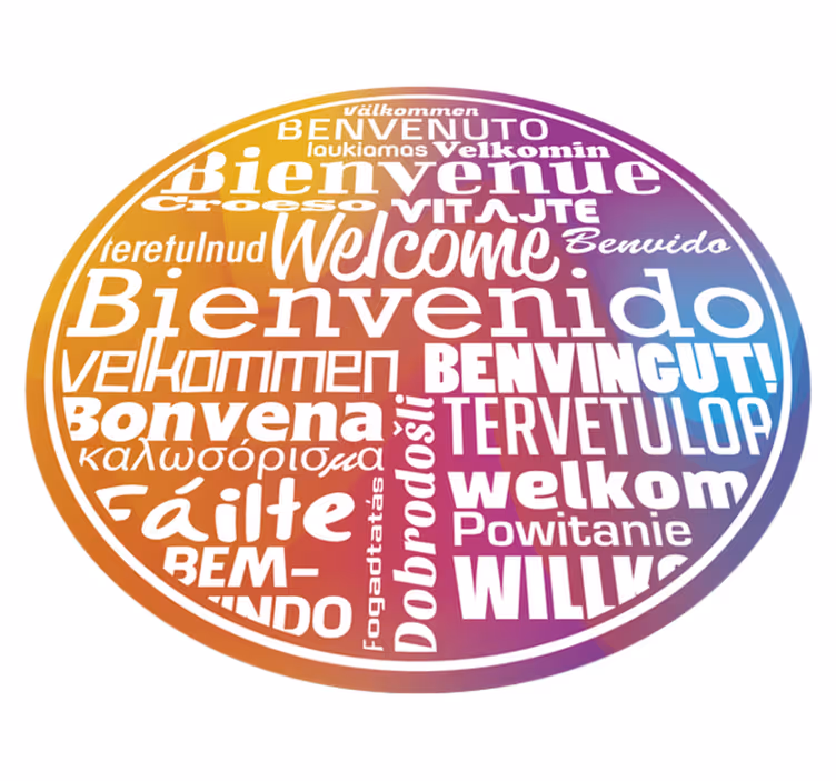 Zerbino pvc benvenuto in tutte le lingue - TenStickers