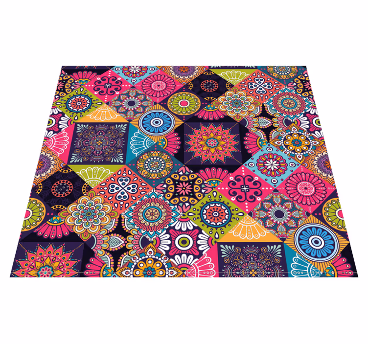 Tappeto in vinile soggiorno piastrelle mandala scure - TenStickers