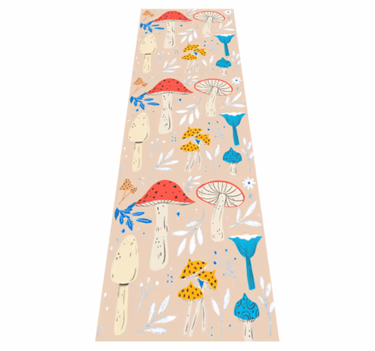 Tappeto in vinile soggiorno funghi classici su sfondo beige - TenStickers