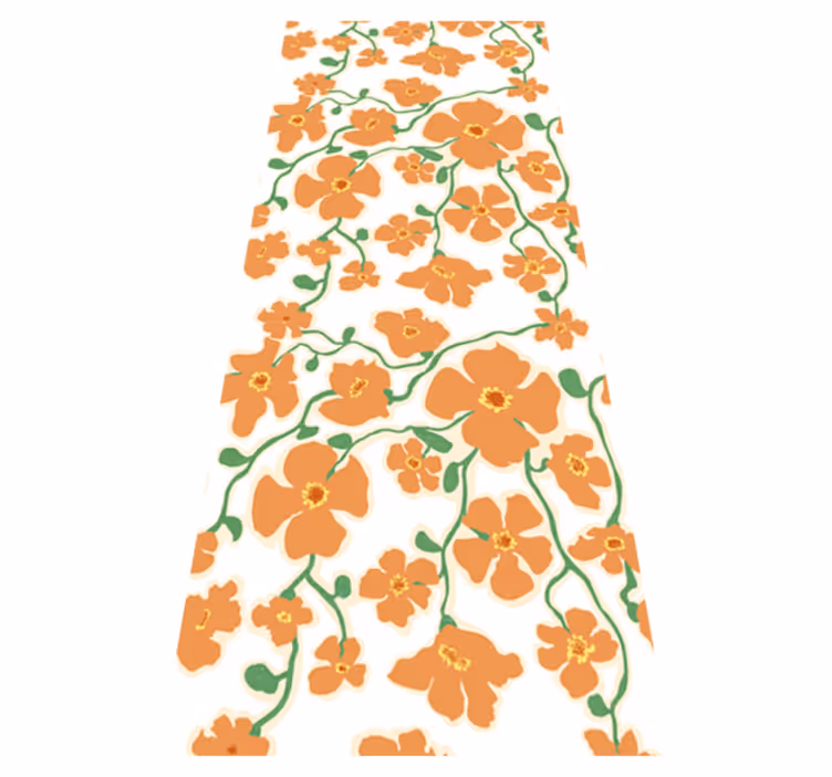 Tappeto in vinile soggiorno fiori margherita arancioni verdi - TenStickers
