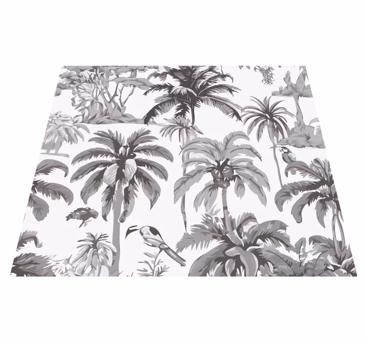 Tappeto vinile grigio palme - TenStickers