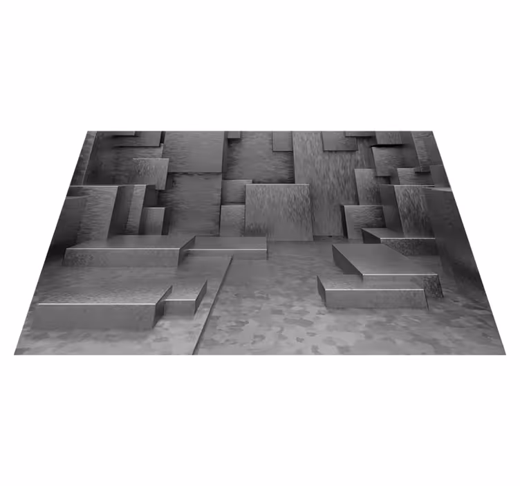 Tappeto vinile grigio blocchi astratti geometrici - TenStickers