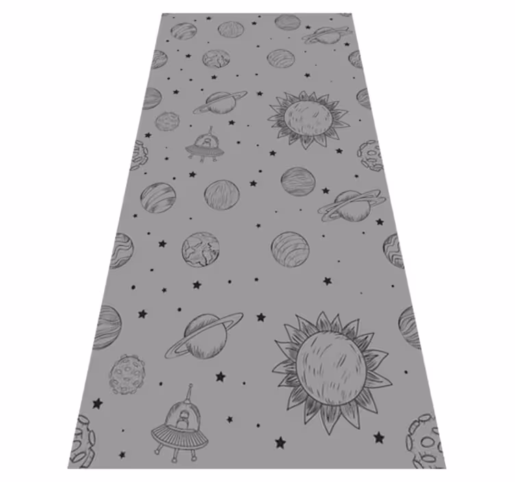 Tappeto vinile grigio schizzo di esplorazione spaziale - TenStickers