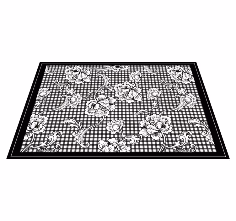 Tappeto vinile grigio a quadri vintage bianco e nero - TenStickers