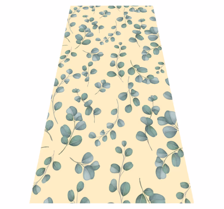 Tappeto vinile beige motivo foglie di eucalipto - TenStickers