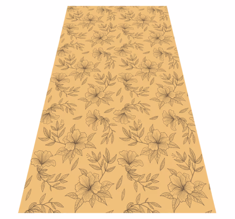 Tappeto vinile beige fiori silhouette belli - TenStickers