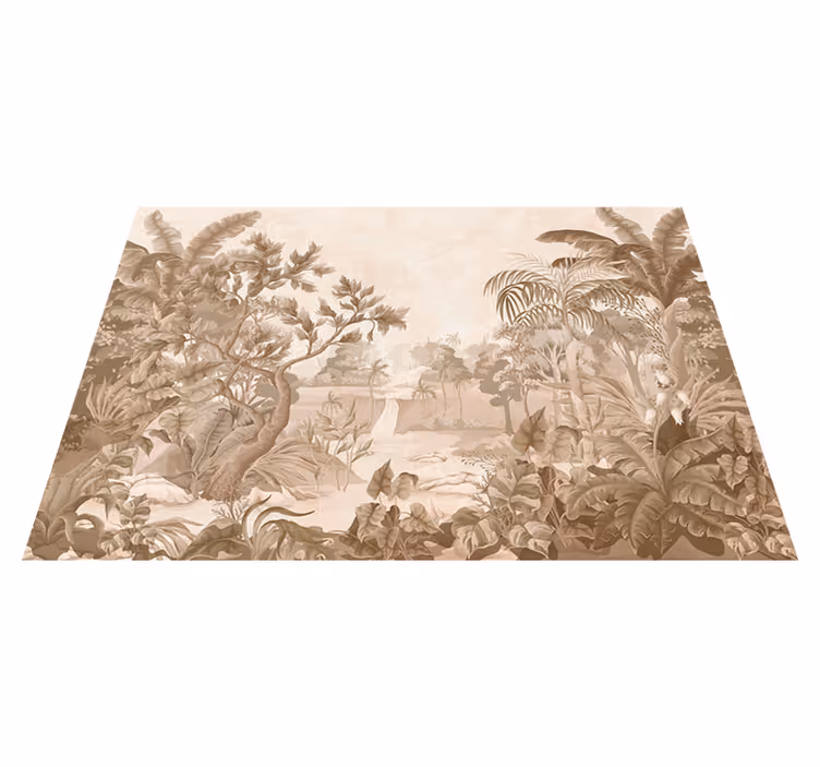 Tappeto vinile beige vedute di una giungla tropicale - TenStickers