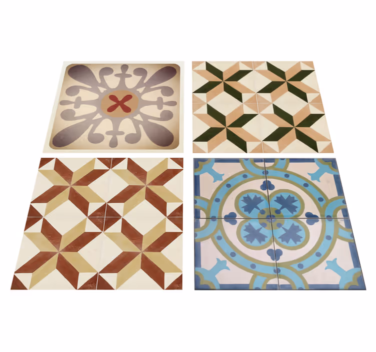 Tappeto vinile beige con bordura decorativa mosaico - TenStickers
