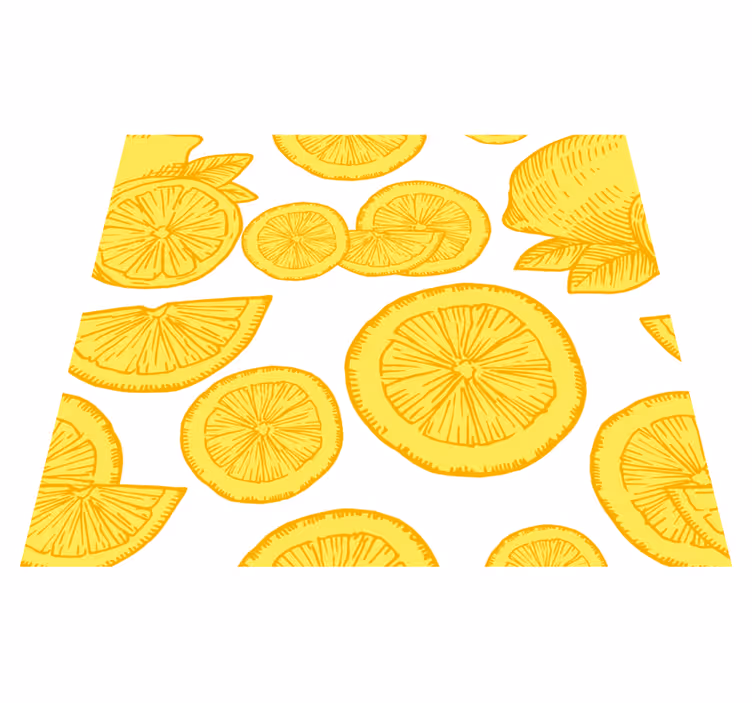 Tappeto vinile giallo schizzo di arance e limoni - TenStickers