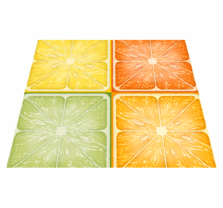 Tappeto vinile giallo texture agrumi colorati - TenStickers