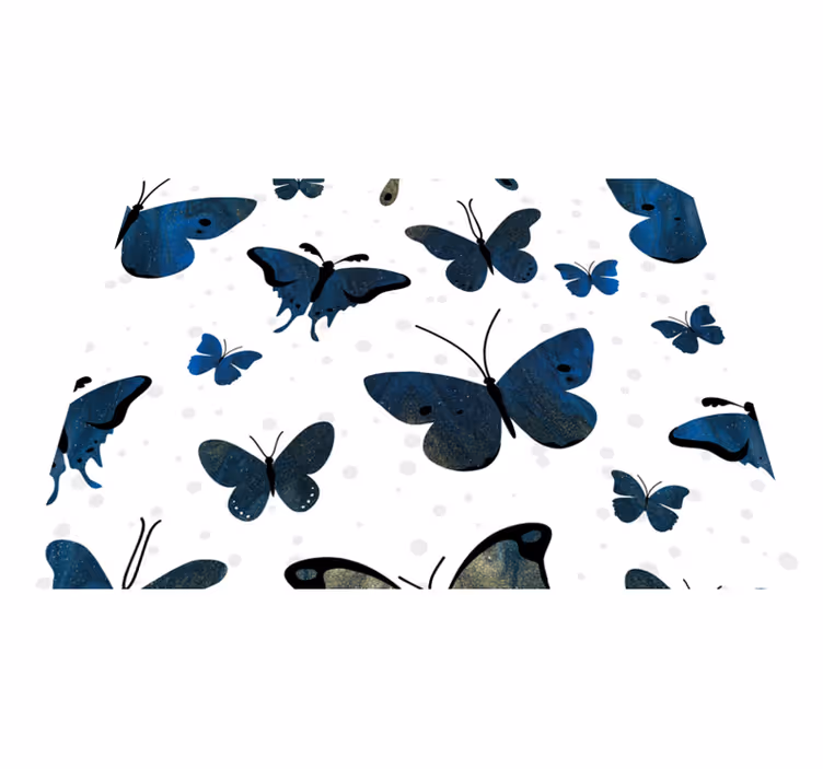 Tappeto vinile bianco ali di farfalla blu glitterate - TenStickers
