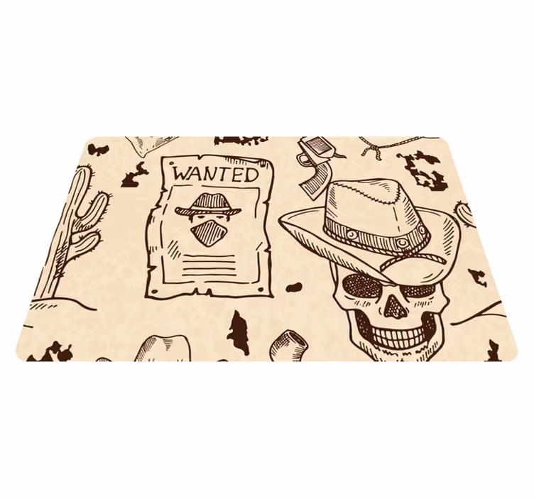 Tappeto vinile marrone icone del west laptop - TenStickers