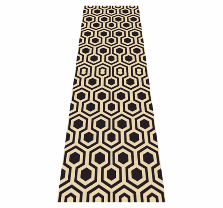 Tappeto vinile marrone design esagonale cosmopolita - TenStickers