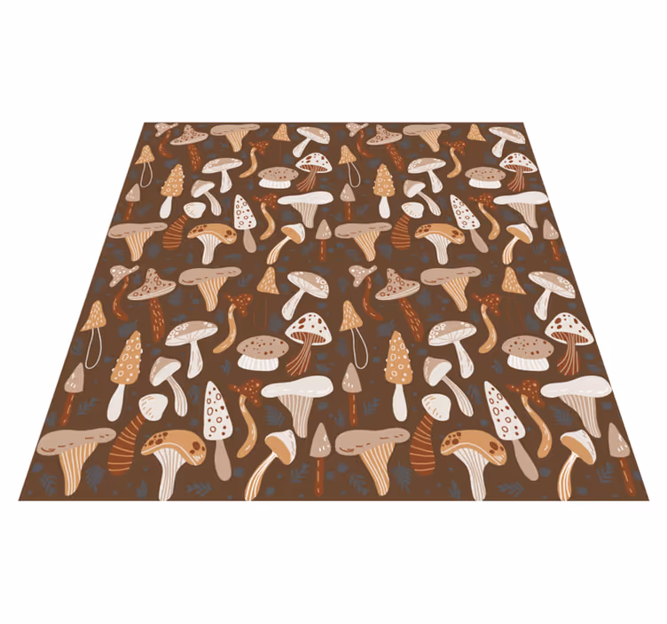 Tappeto vinile marrone funghi di bosco su sfondo marrone - TenStickers