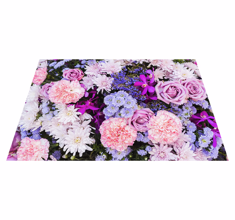 Tappeto vinile viola con fiori decorativi - TenStickers