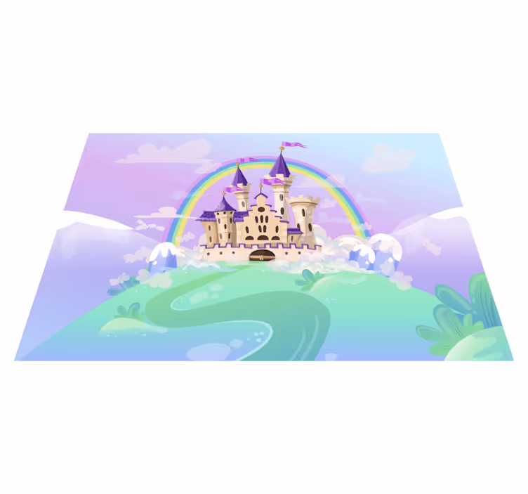 Tappeto vinile viola murale bambini castello principessa - TenStickers