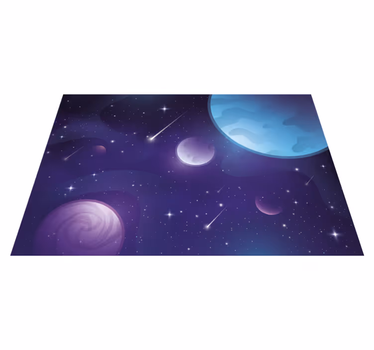 Tappeto vinile viola spazio misterioso con stelle cadenti - TenStickers