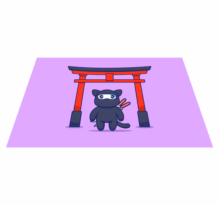 Tappeto vinile viola gatto ninja - TenStickers