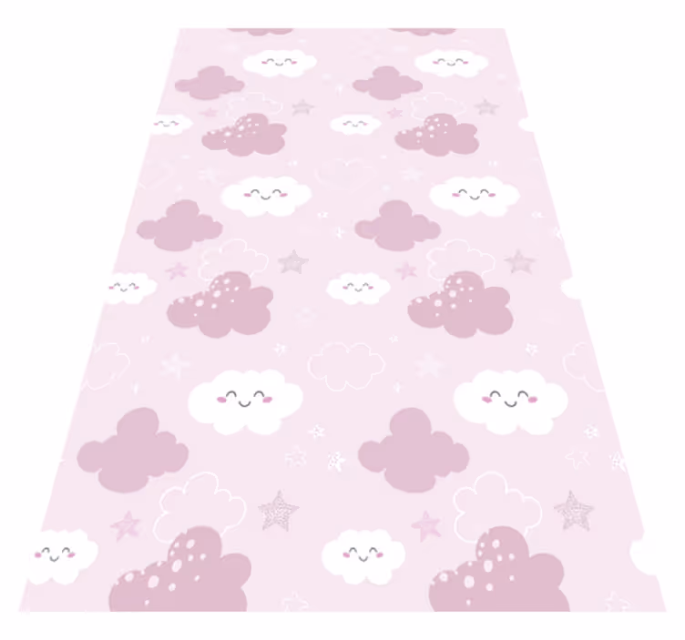Tappeto vinile viola sfondo rosa con bianco felice - TenStickers