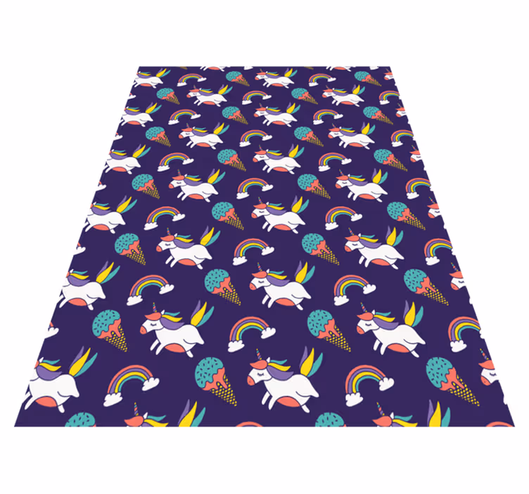 Tappeto vinile viola con motivo unicorno disegnato a mano - TenStickers