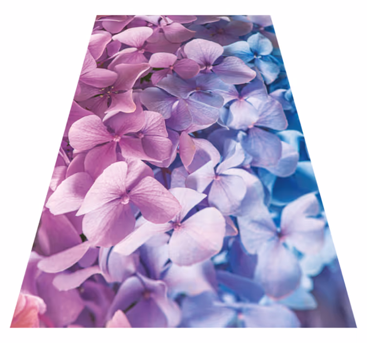 Tappeto vinile viola con molteplici fiori di ortensia - TenStickers
