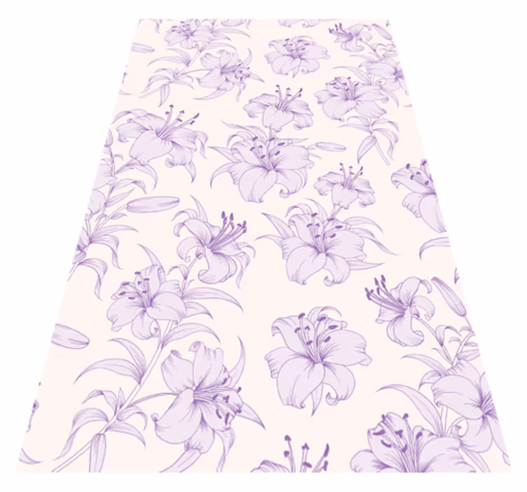 Tappeto vinile viola design floreale gigli in fiore - TenStickers