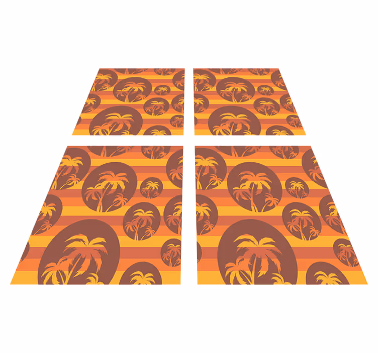 Tappeto vinile arancione motivo tramonto e palme - TenStickers