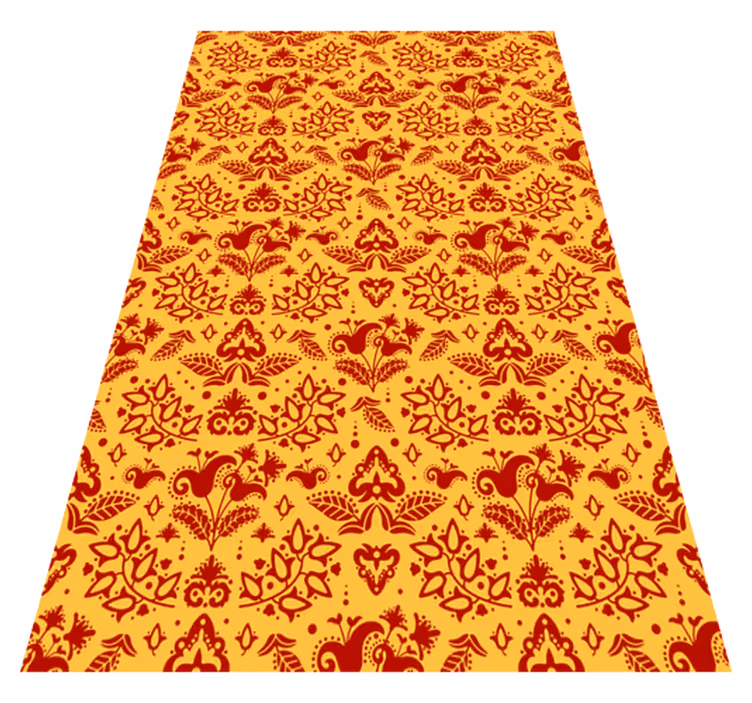 Tappeto vinile arancione linee di fiori - TenStickers