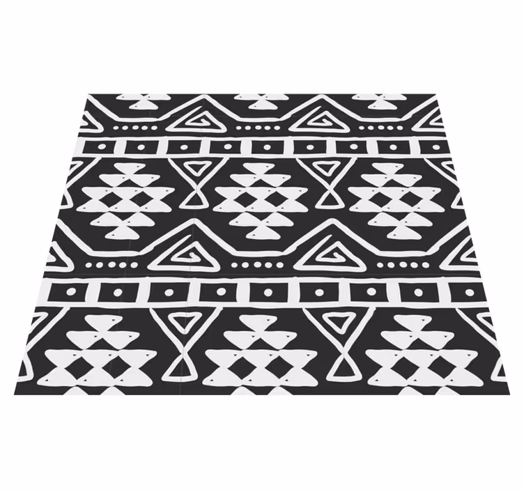 Tappeto vinile nero motivo boho bianco e nero - TenStickers
