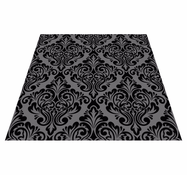 Tappeto vinile nero damascato vintage - TenStickers