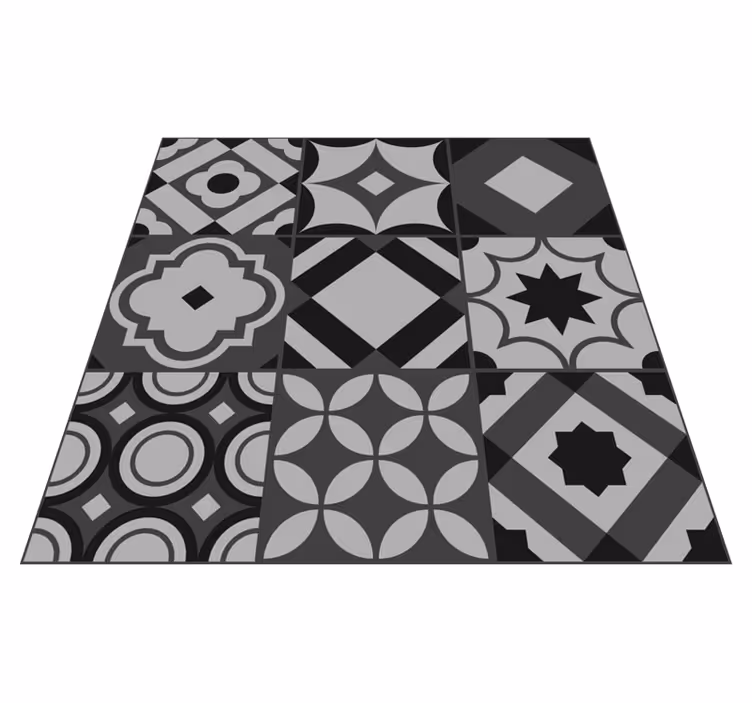Tappeto vinile nero piastrelle nere - TenStickers