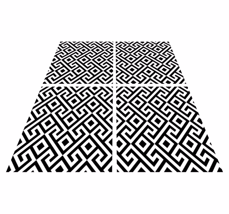 Tappeto vinile nero con motivo geometrico bianco e nero - TenStickers