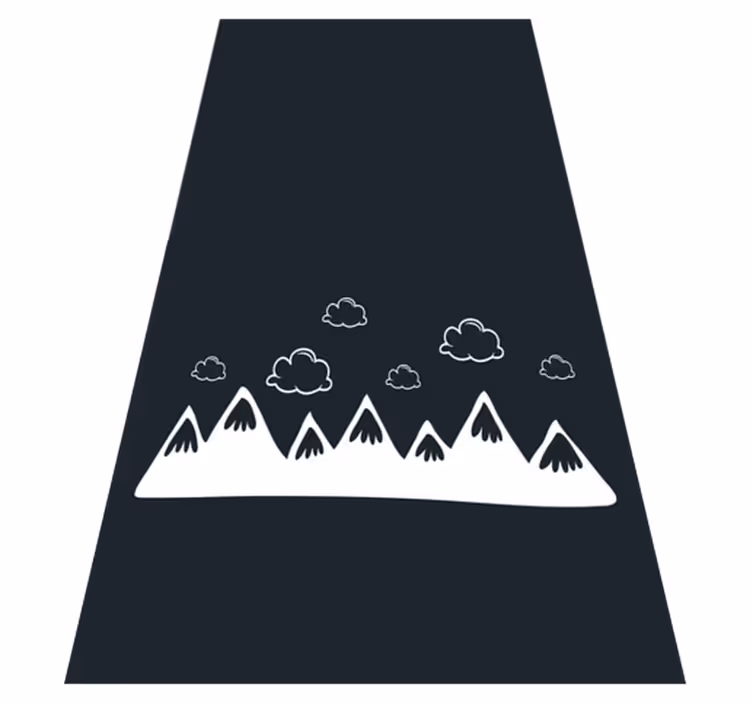 Tappeto vinile nero montagne disegnate a mano con nuvole - TenStickers