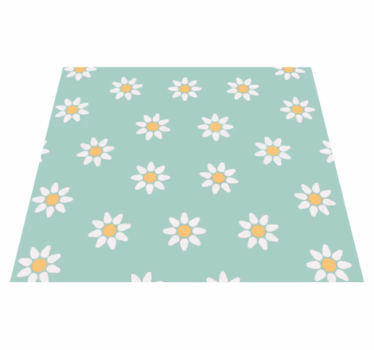 Tappeto vinile verde motivo margherite bambini - TenStickers