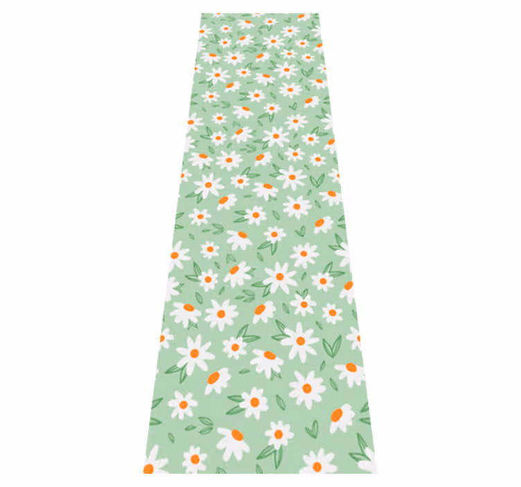Tappeto vinile verde fiori di margarita - TenStickers