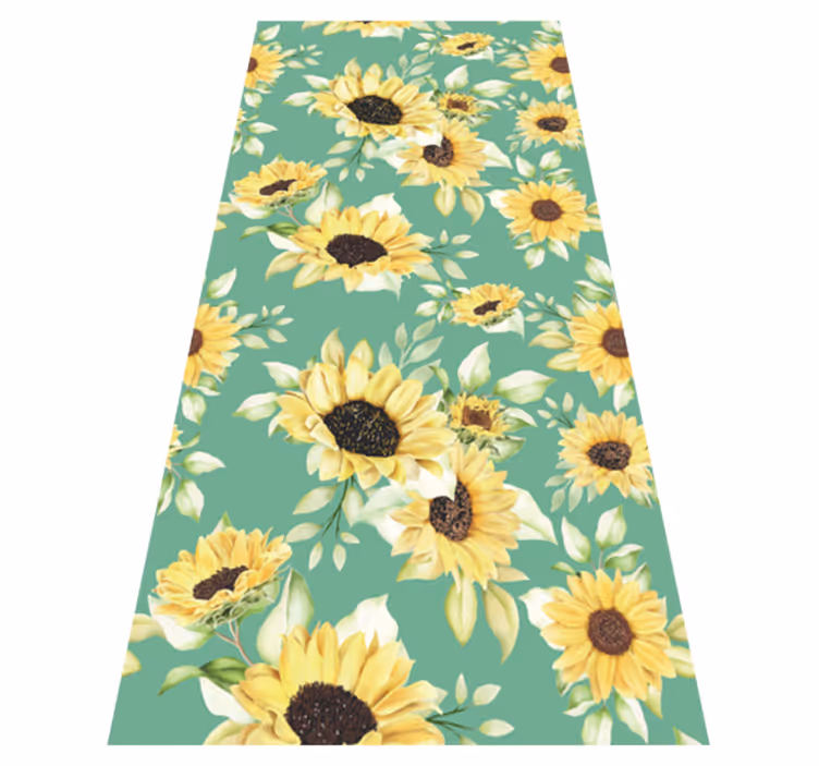 Tappeto vinile verde design floreale primaverile - TenStickers